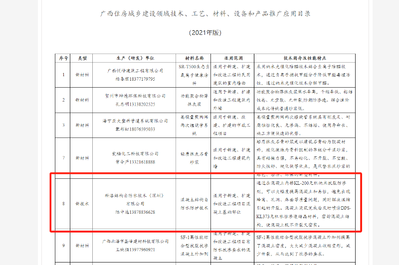 廣西住房城鄉(xiāng)建設(shè)領(lǐng)域技術(shù)、工藝、材料、設(shè)備和產(chǎn)品推廣應(yīng)用目錄